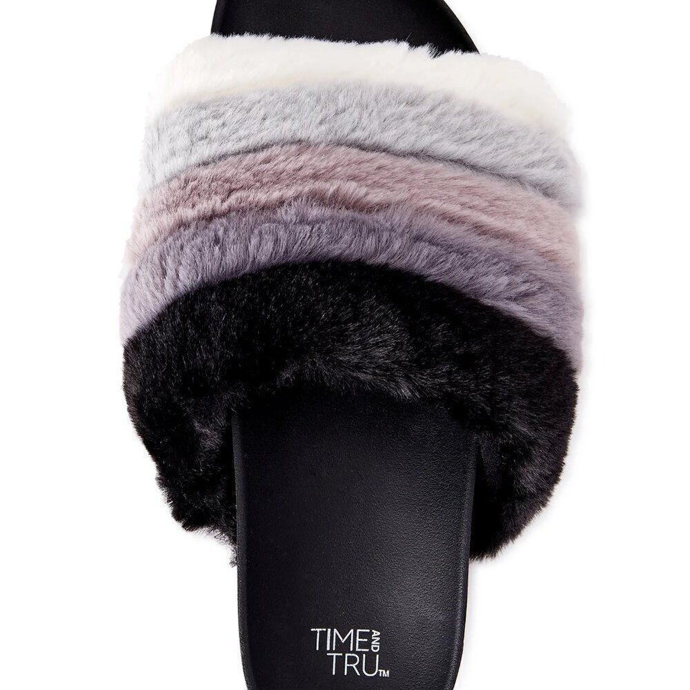 Time & Tru Furry Ombre Slipper Sz 9